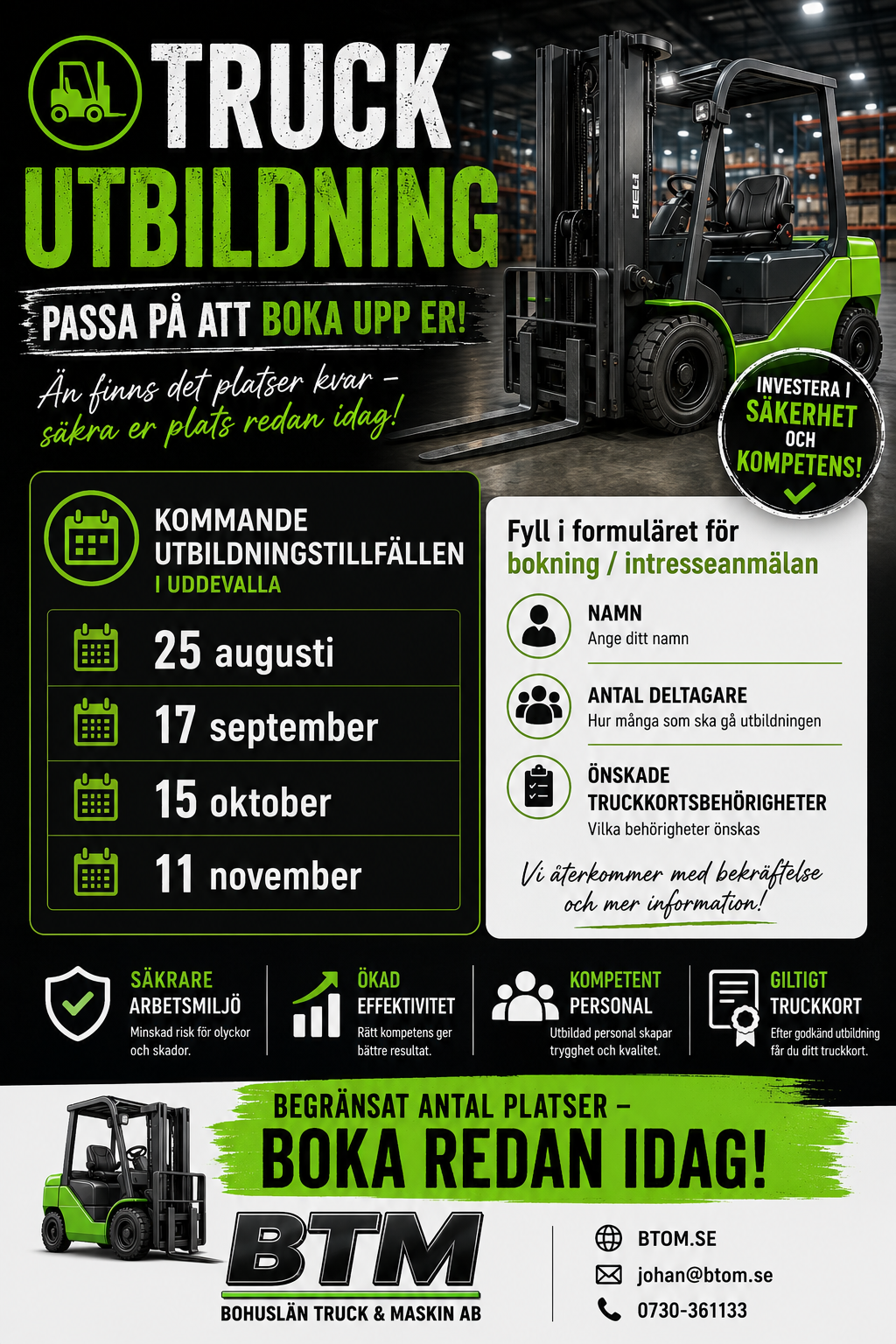 Lediga Truckutbildningstider i Uddevalla